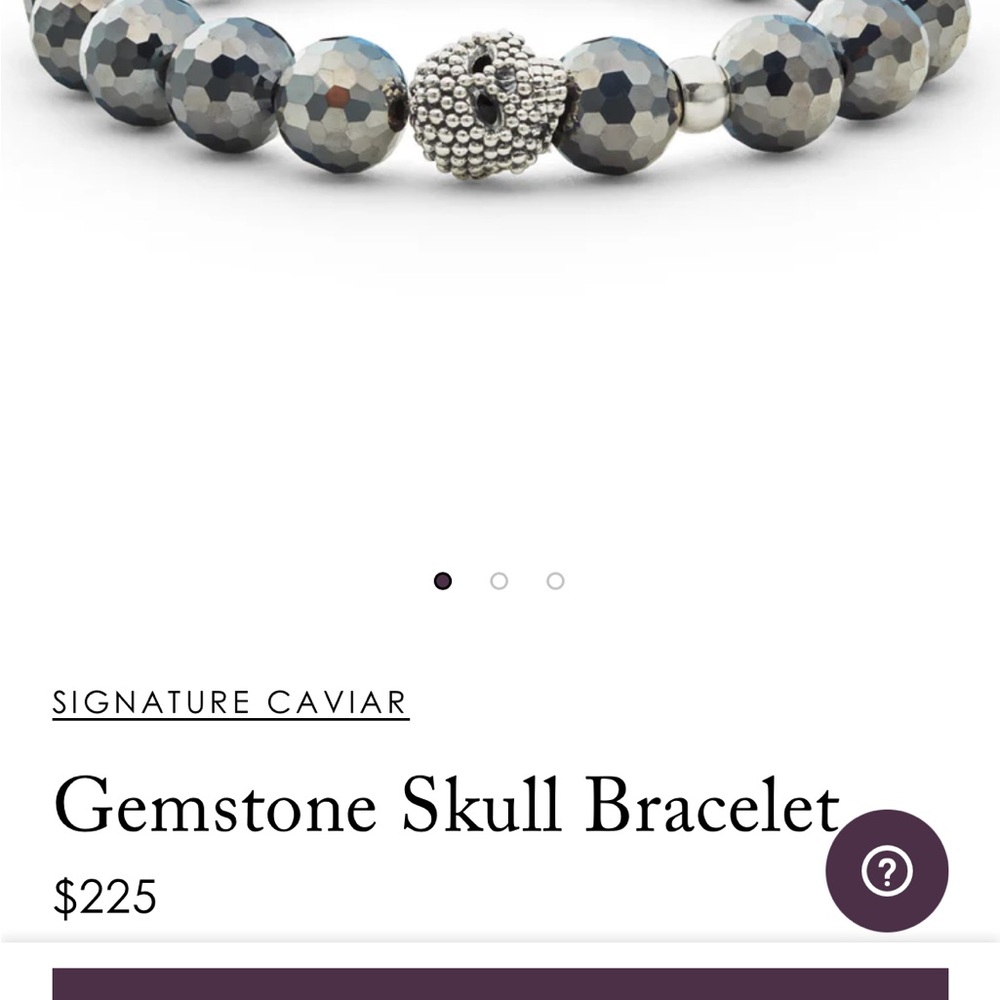 LAGOS Silver and Gray Gemstone Skull Bracelet